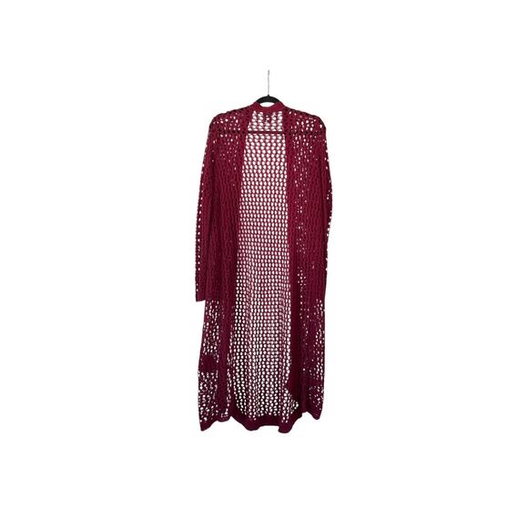 Rue21 Burgundy Fishnet Open Front Cardigan Wrap Boho X-Large - Picture 3 of 7